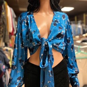 Topshop Blue Wrap Around Shirt